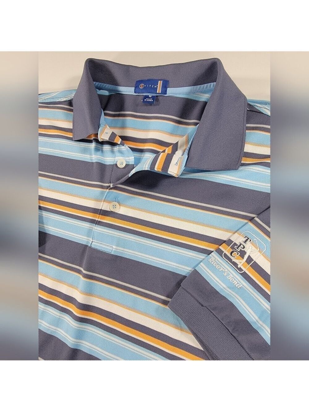 Stitch Golf Performance Stretch Pique Polo Shirt Mens Medium TPC Rivers Bend